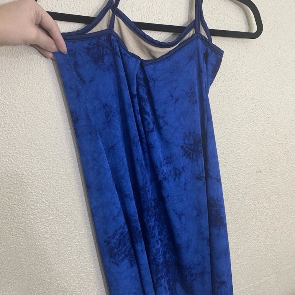 Dansco Blue Tie-Dye Dance Costume Leotard Tank Top Made In USA Adult MA - Picture 4 of 7